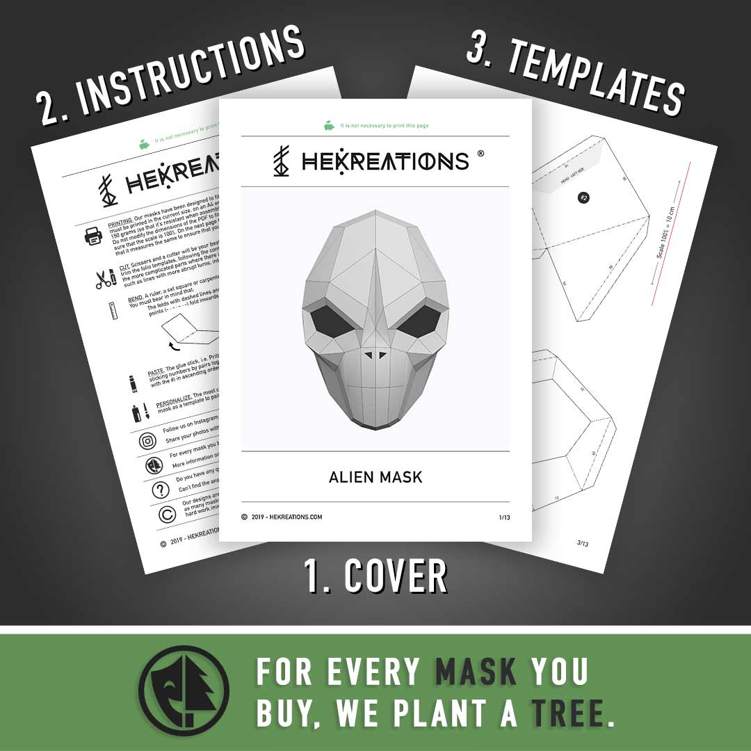 Printable Alien Mask Template of Papercraft