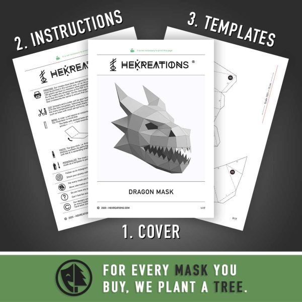 Dragon Mask Printable Template | Papercraft PDF Pattern