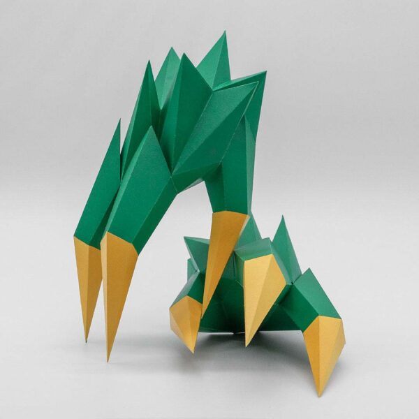 Garras de dragón de papel geométricas hechas con plantillas de un PDF descargable