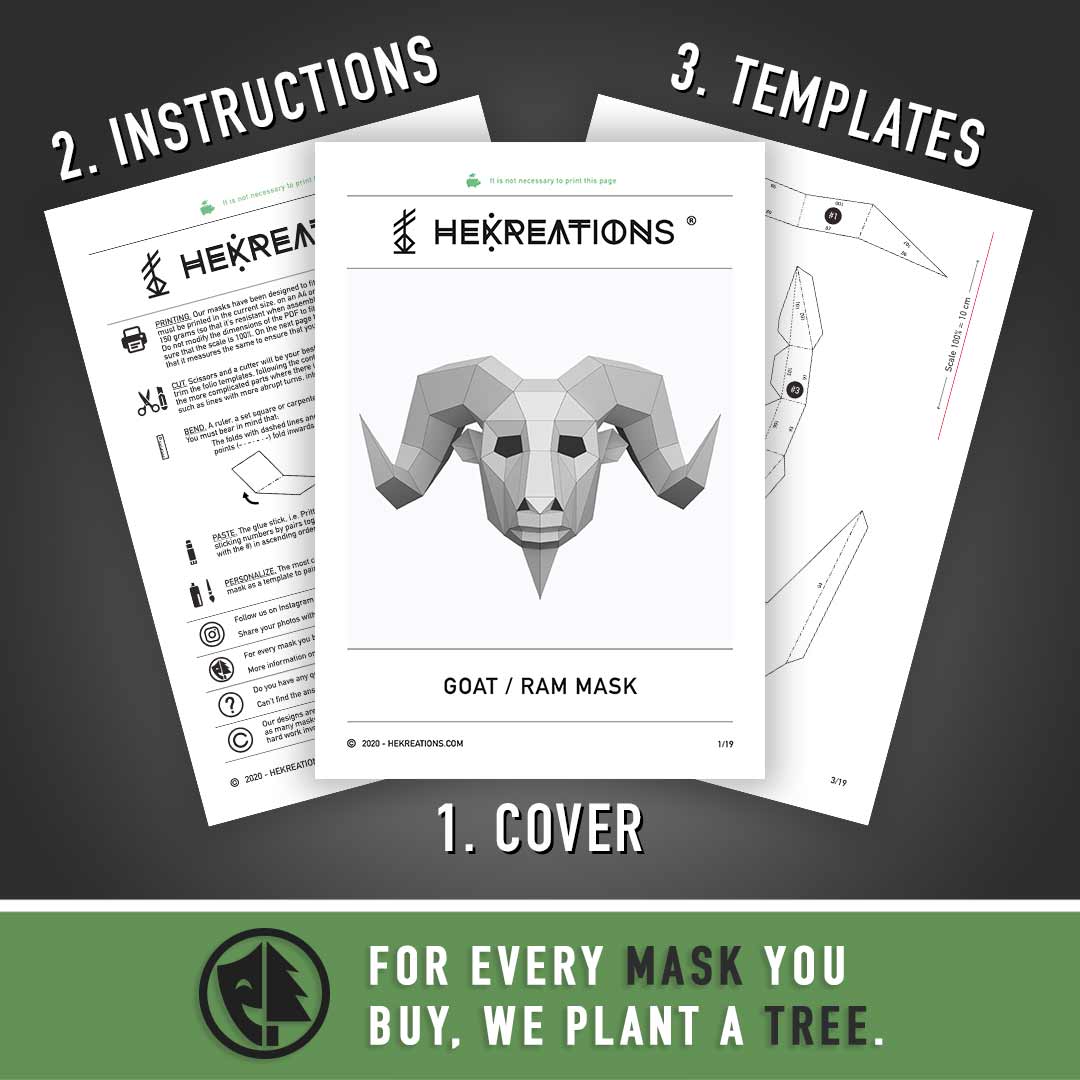 Printable Goat Mask Template of Papercraft