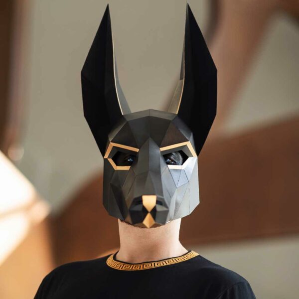 Anubis paper mask DIY made from PDF template with cardstock
