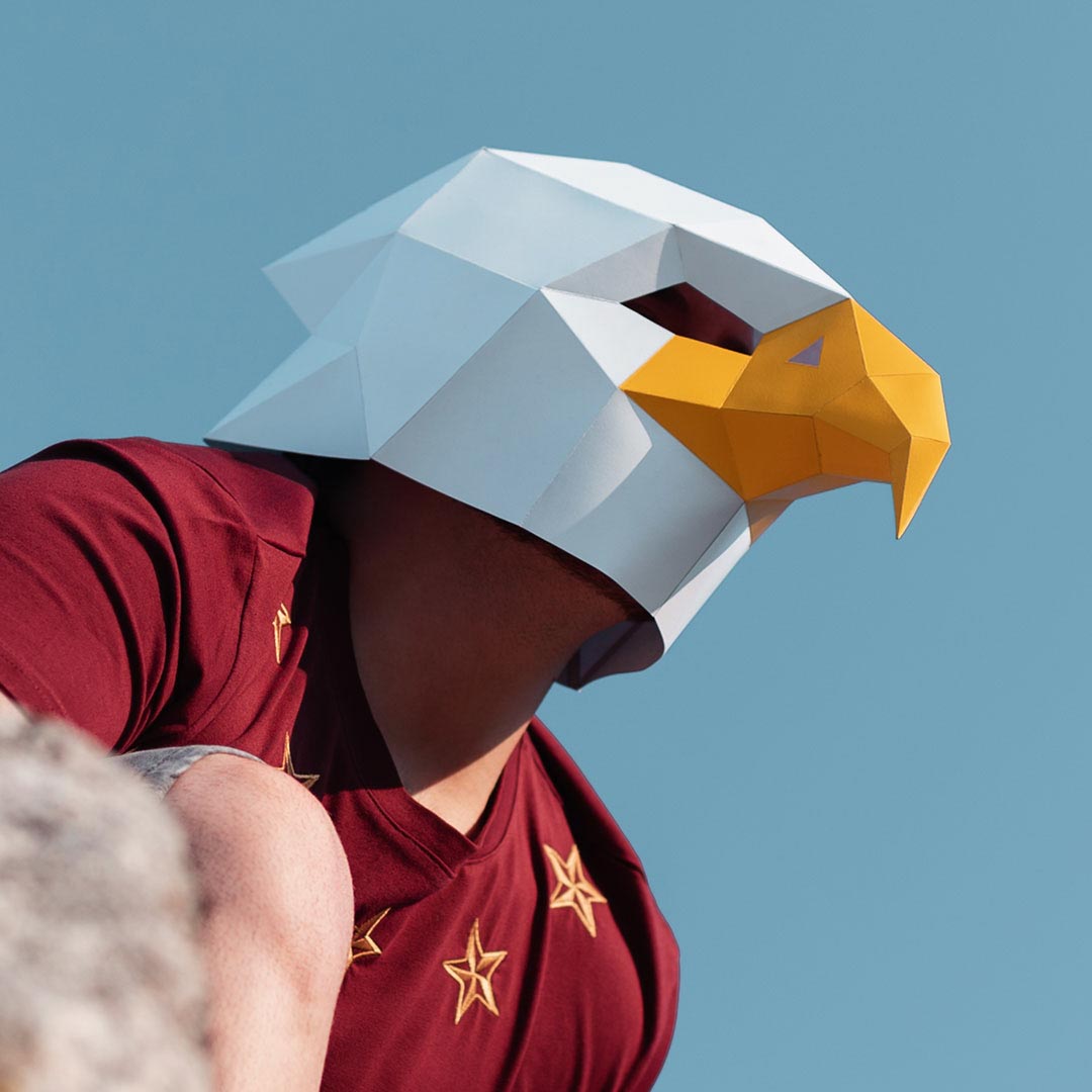 Eagle paper mask DIY made from PDF template with cardstock