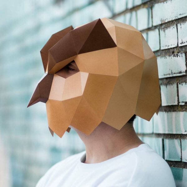 Máscara de Búho Geométrica de Papel