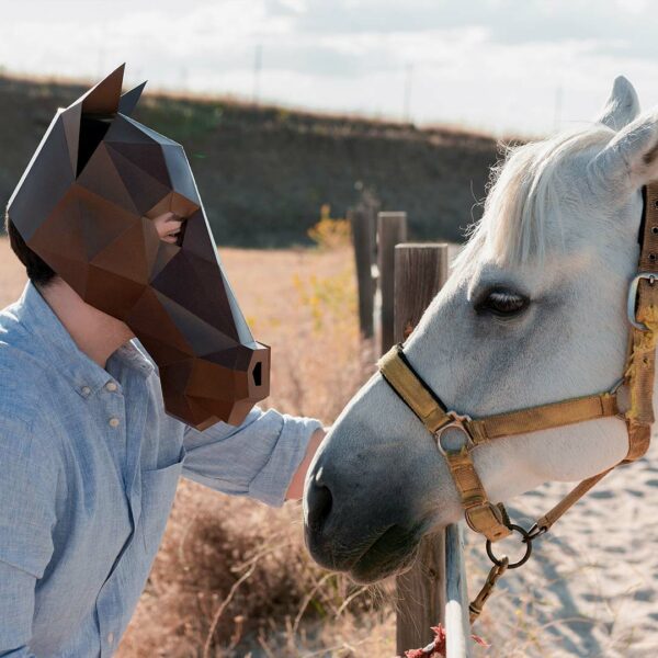 Horse paper mask DIY made from PDF template with cardstock