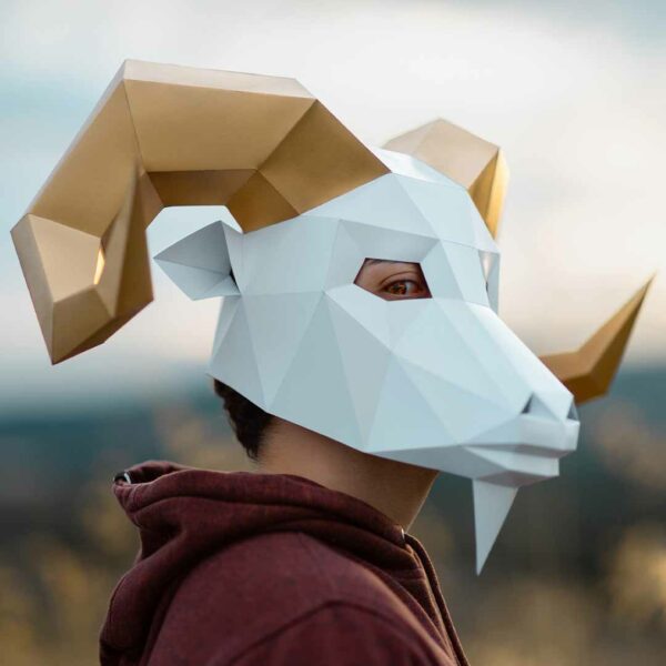 Máscara de Cabra 3D de Papel