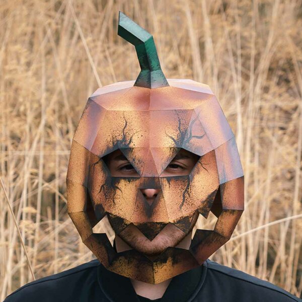 Pumpkin paper mask DIY made from PDF template with cardstock