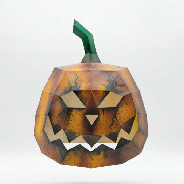 Pumpkin papercraft mask DIY made from PDF template with cardstock