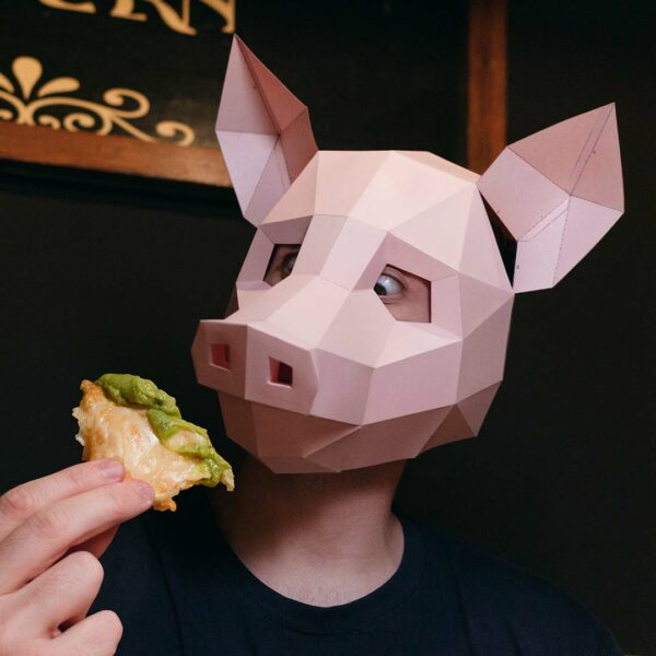 Máscara de Cerdo para Imprimir con Papel