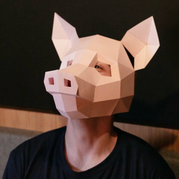 Máscara de Cerdo Casera de Papel