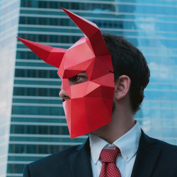 Demon paper mask DIY made from PDF template with cardstock