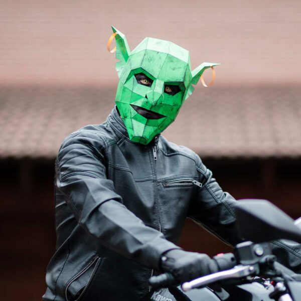 Máscara de Duende Verde 3D de Papel