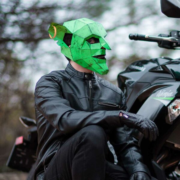 Máscara de Duende Verde Poligonal de Papel