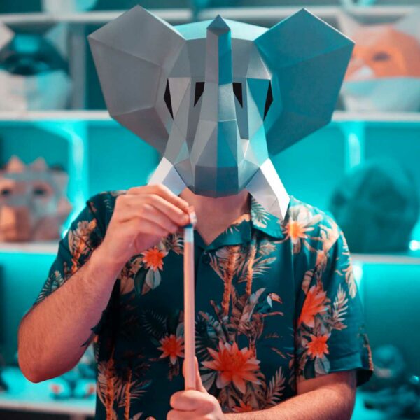Low Poly Elephant Mask Paper Craft Trunk Up