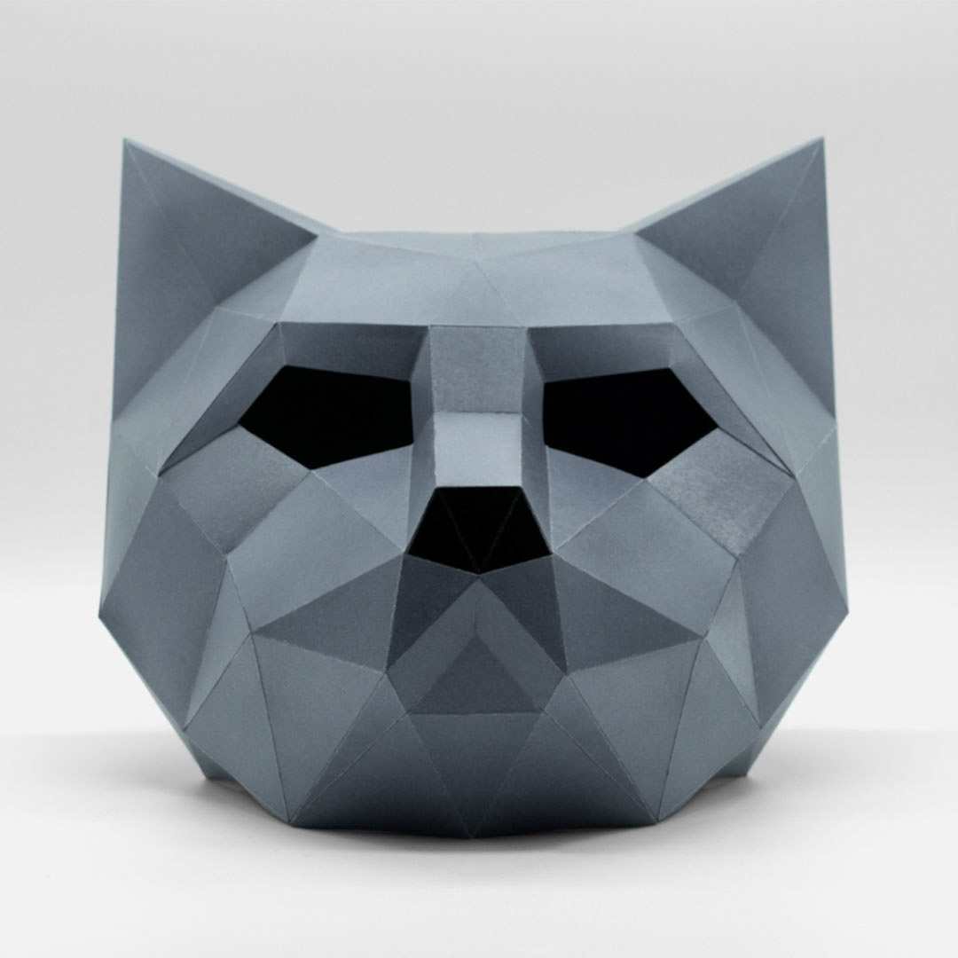 DIY Paper Cat Mask 3D Papercraft template PDF