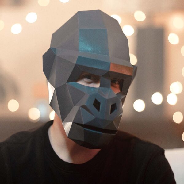 Gorilla paper mask DIY made from PDF template with cardstock