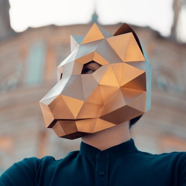 Lion paper mask DIY made from PDF template with cardstock