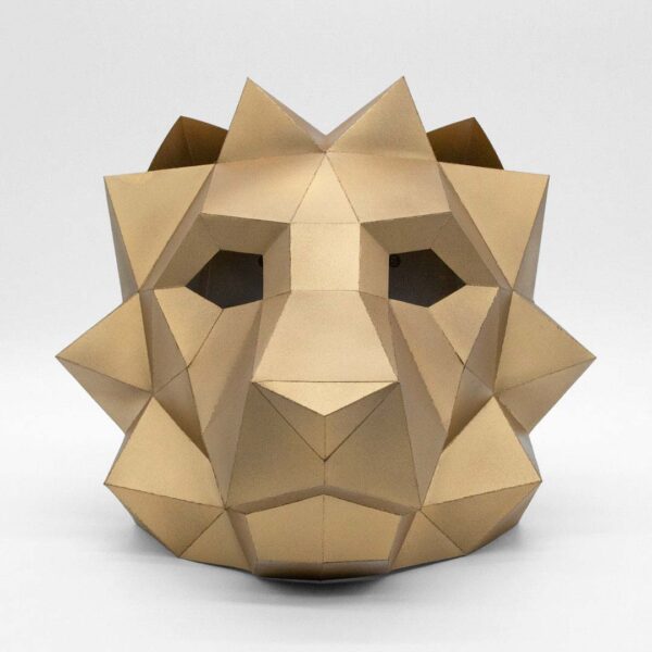 Geometric Lion Mask Template PDF
