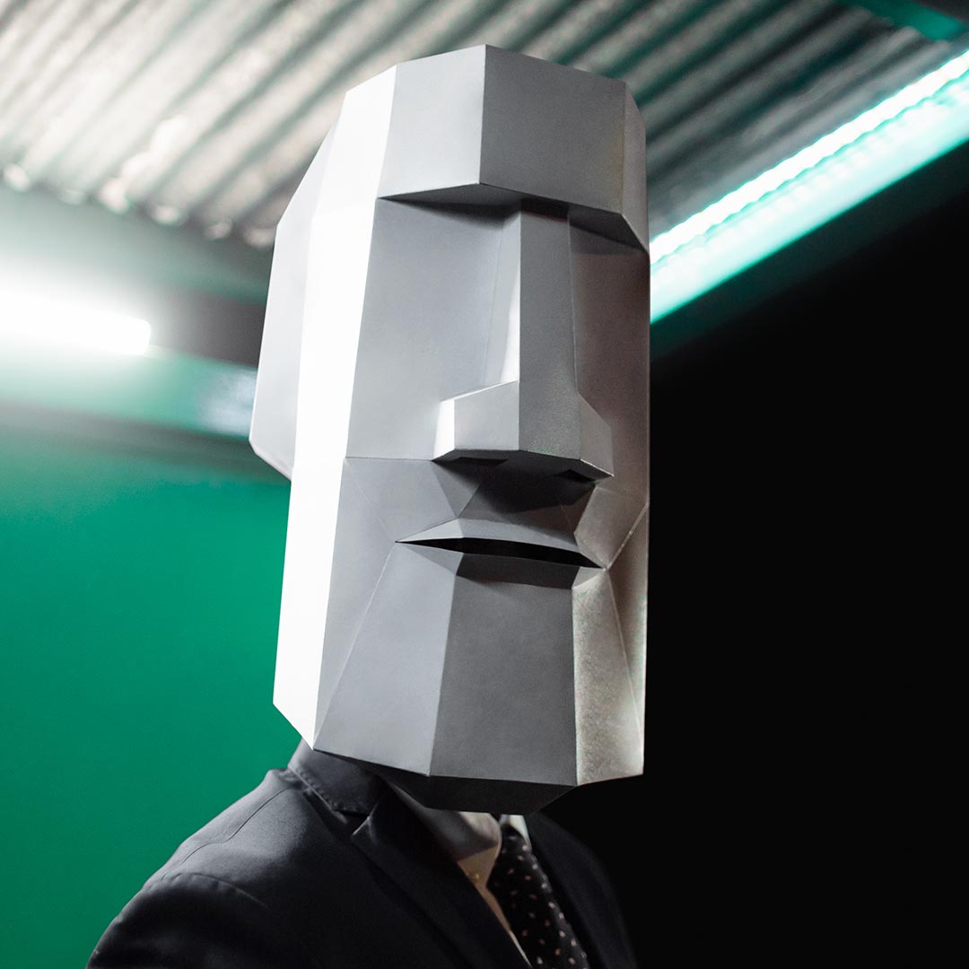 Moai paper mask DIY made from PDF template with cardstock