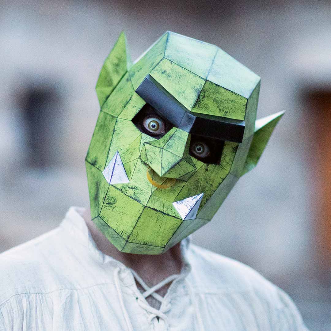 Orc paper mask DIY made from PDF template with cardstock