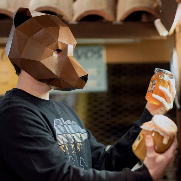 Bear paper mask DIY made from PDF template with cardstock