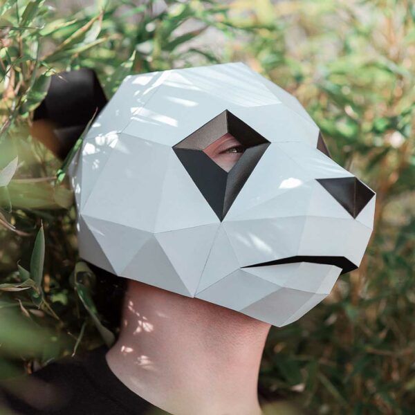 Panda paper mask DIY made from PDF template with cardstock