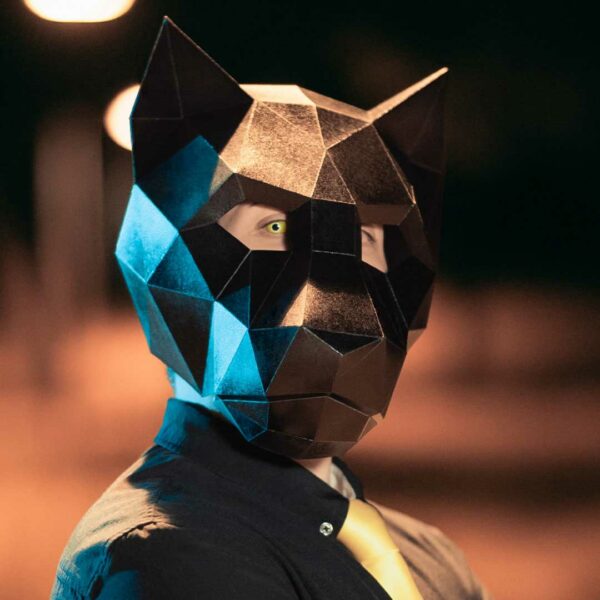 Panther paper mask DIY made from PDF template with cardstock