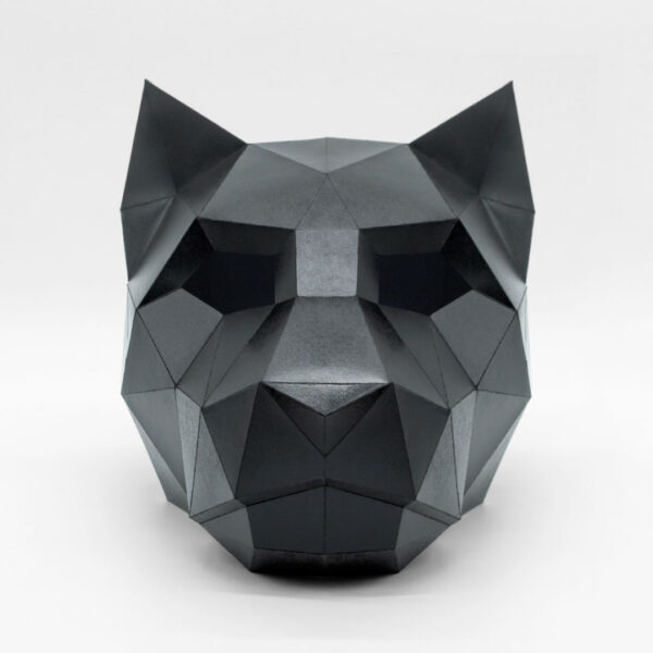 Máscara de jaguar geométrica hecha con plantillas de un PDF descargable