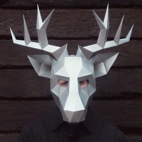 Reindeer paper mask DIY made from PDF template with cardstock