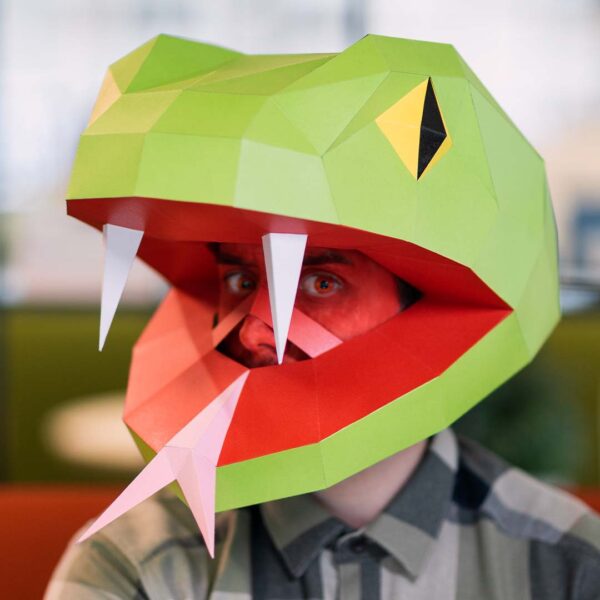 Snake paper mask DIY made from PDF template with cardstock