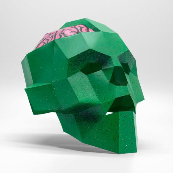 Máscara de zombie de papel geométrica hecha con plantillas de un PDF descargable
