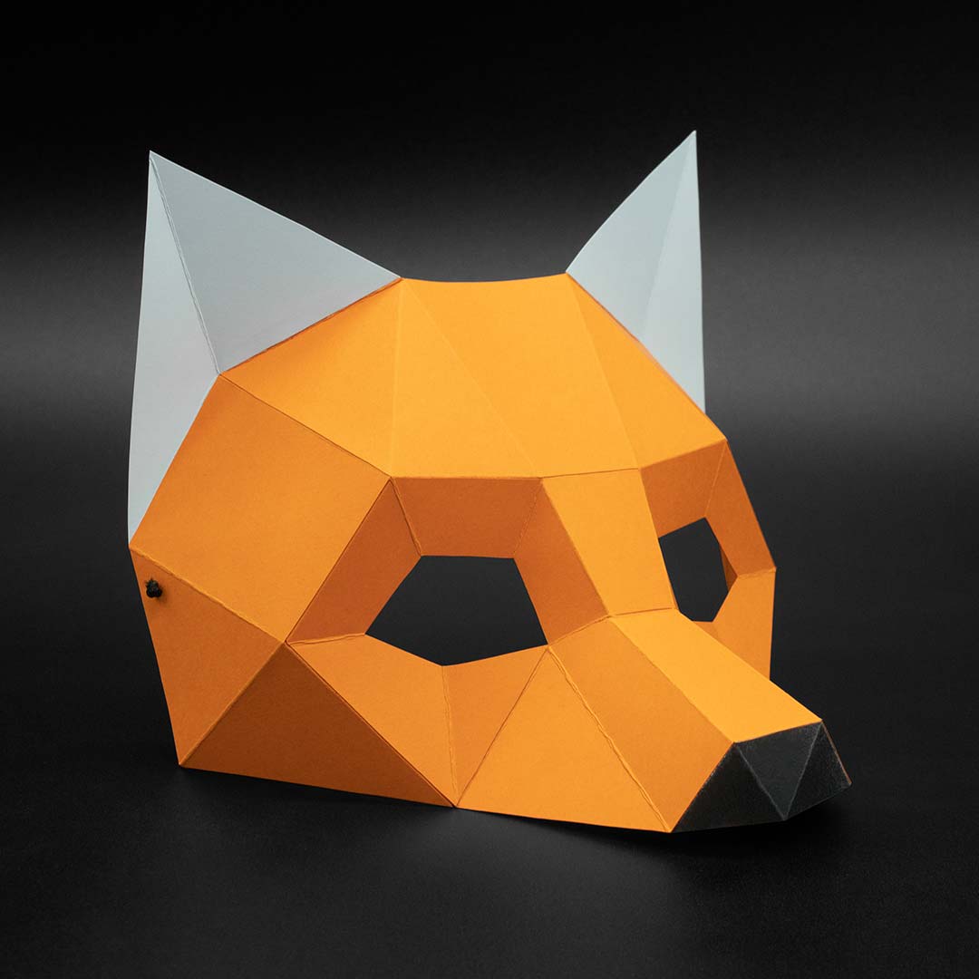 Fox Mask Low Poly Paper Craft PDF Template 