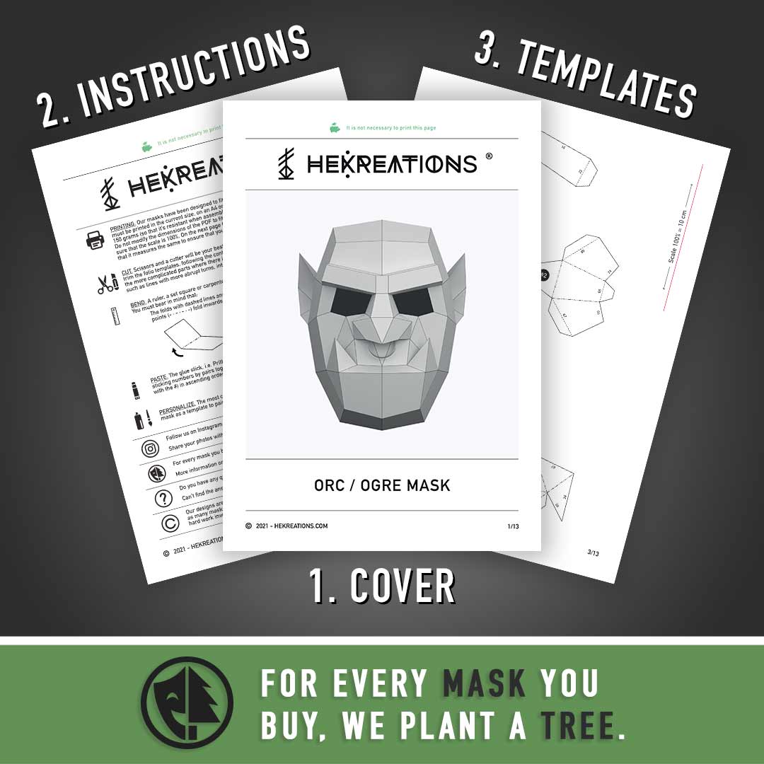 Printable Orc Mask Template of Papercraft