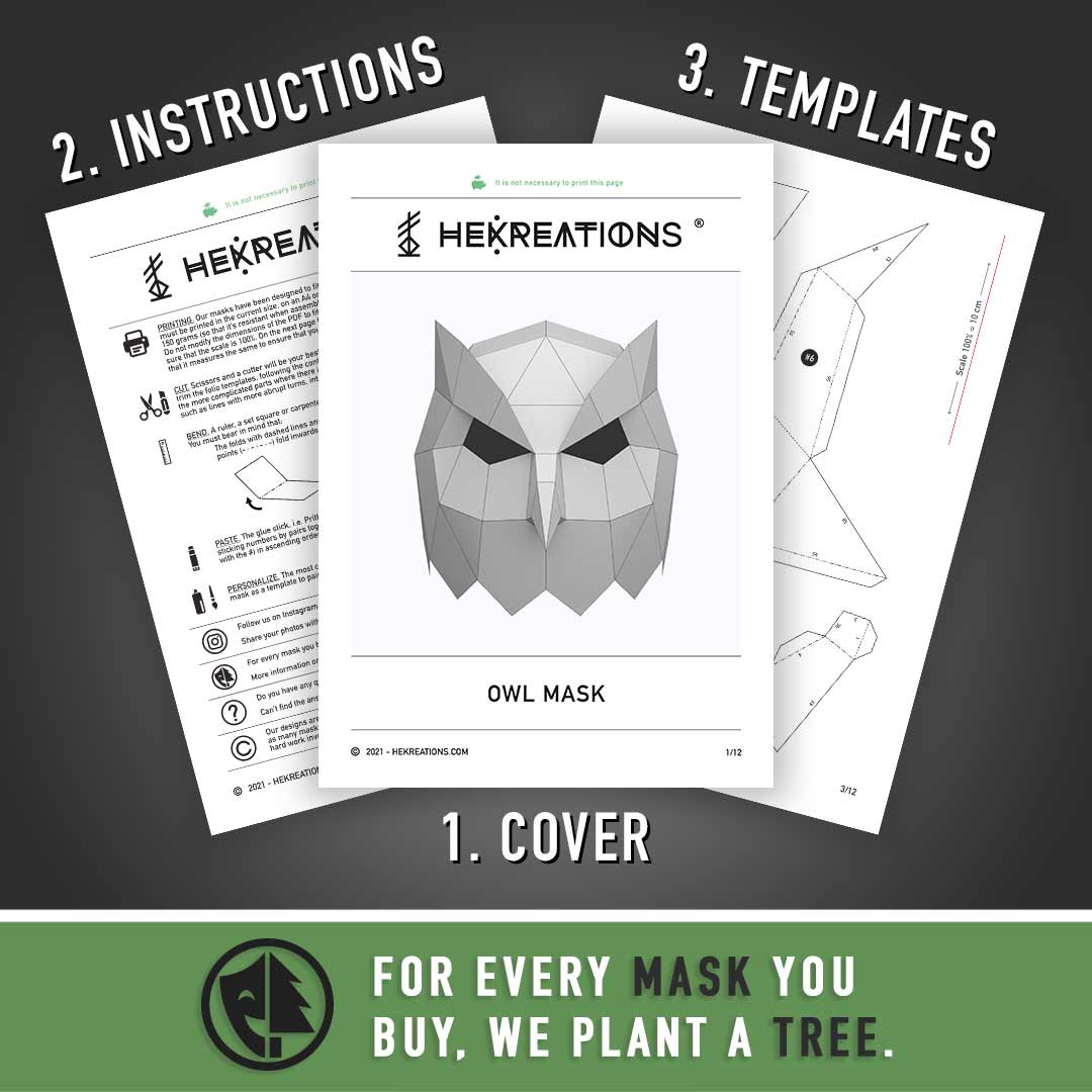 Printable Owl Mask Template of Papercraft
