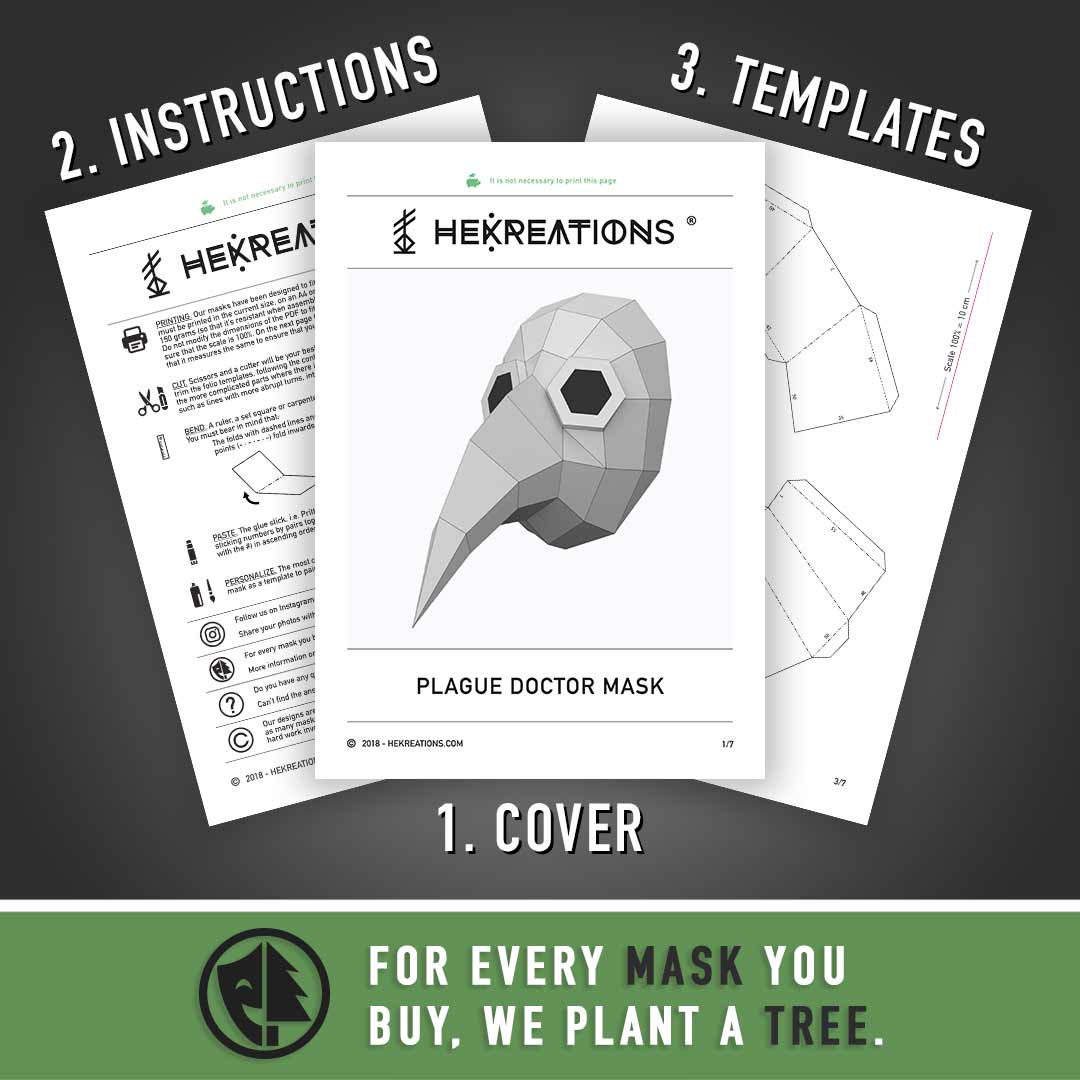 Plague doctor paper mask DIY made from PDF template with cardstock