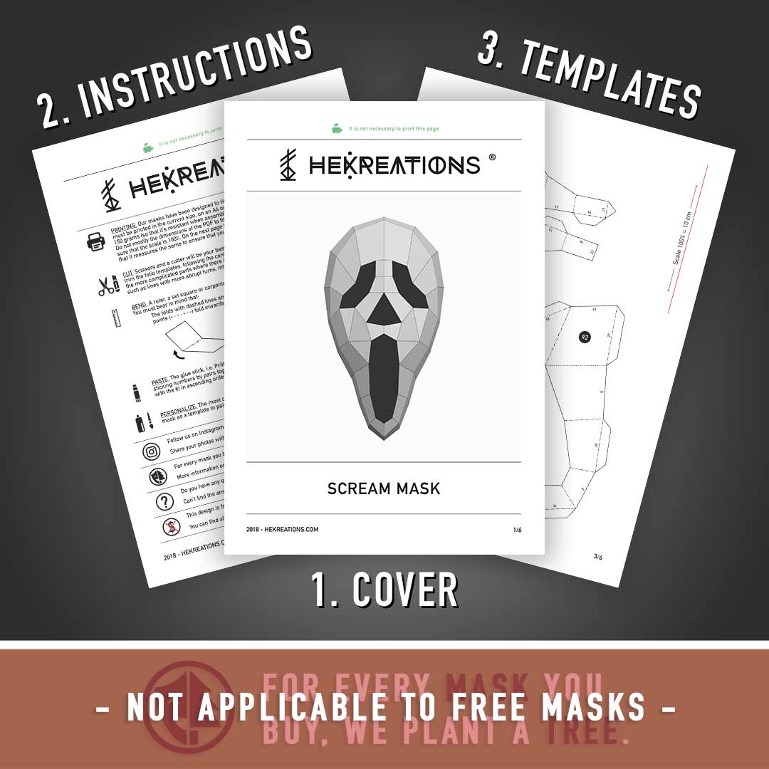 Printable Scream Mask Template of Papercraft