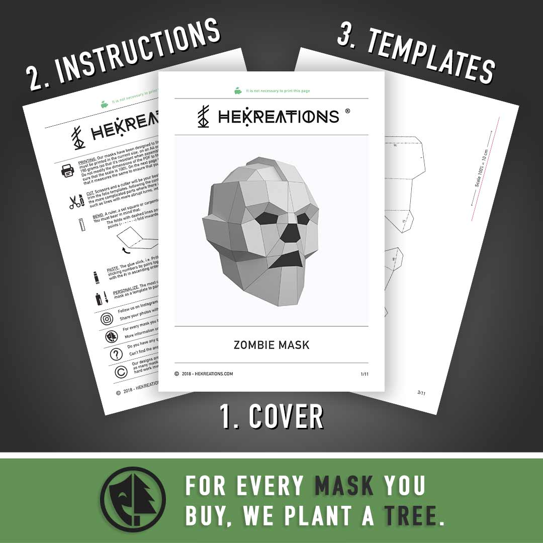 Printable Zombie Mask Template of Papercraft