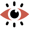 Icono de visión de Hekreations en rojo y negro