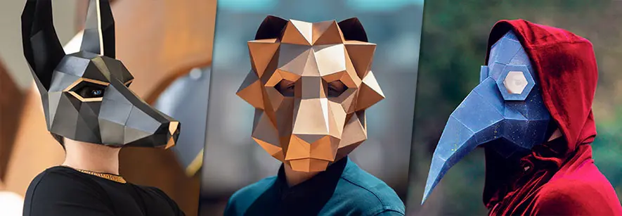3D Paper Masks to print through downloadable templates in PDF format