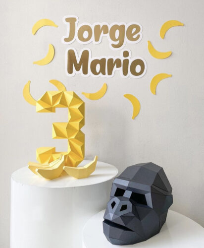 Gorilla mask made of paper for birthday gift