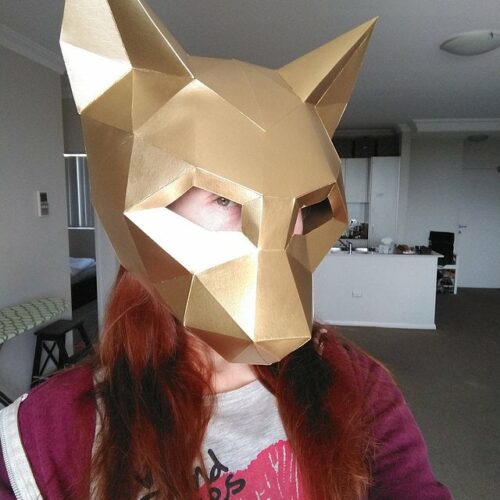 Máscara de gato esfinge de papel en 3D
