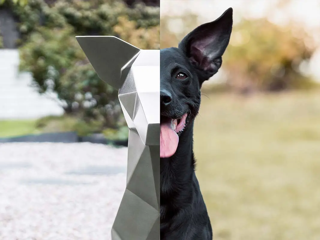 Escultura de Perro Personalizada Poligonal de Acero Inoxidable