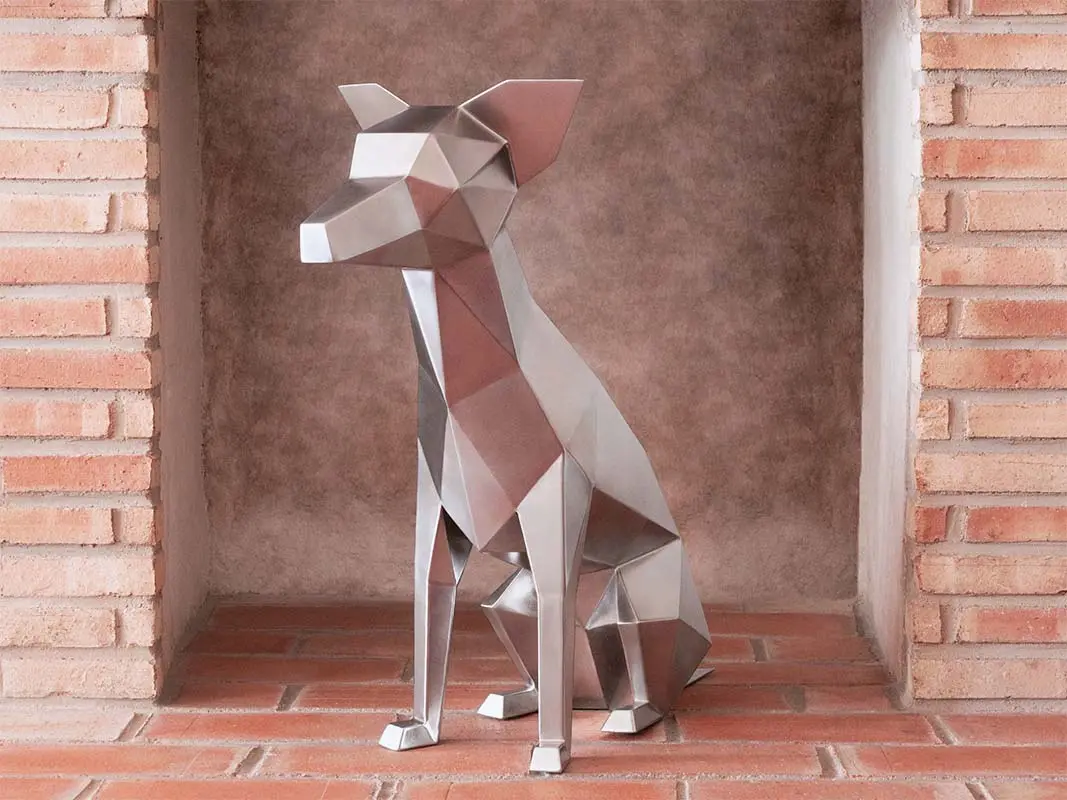 Escultura de Perro Personalizada 3D de Acero Inoxidable