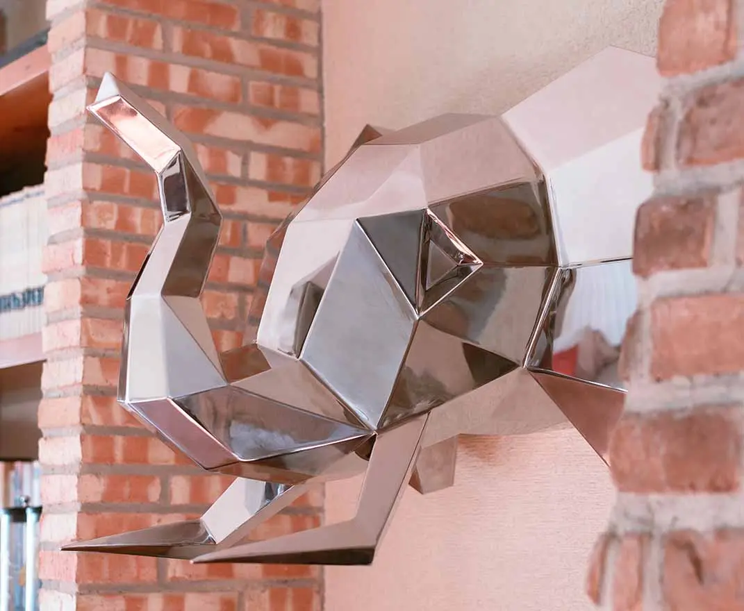 3D Low poly elephant head for wall in metal