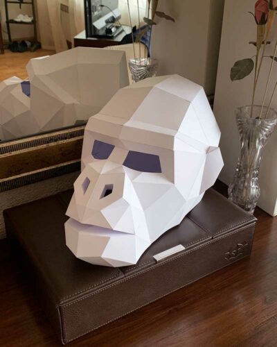 Cabeza de gorila de papel en 3D