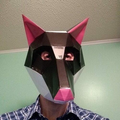 Paper fox mask printable pattern