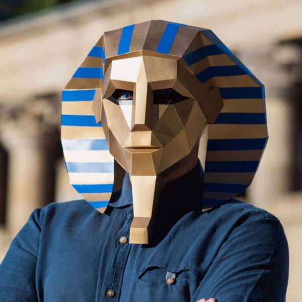 Tutankhamun paper mask DIY made from PDF template with cardstock