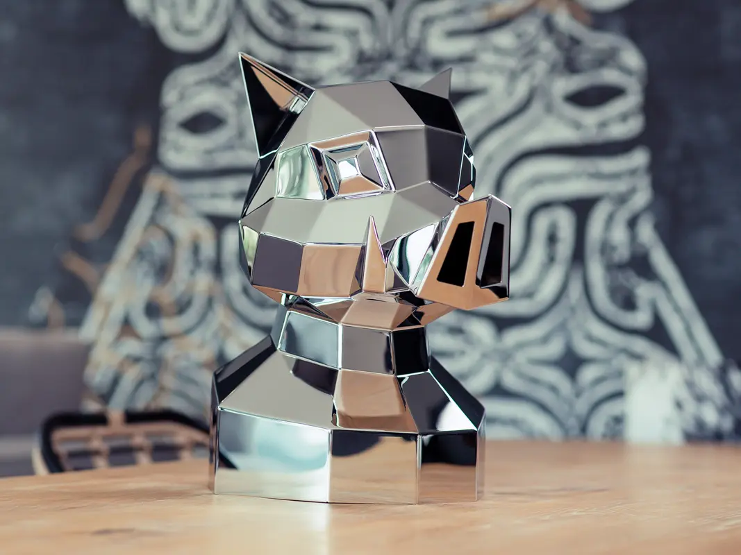 Escultura de animal de metal para mesa en 3D