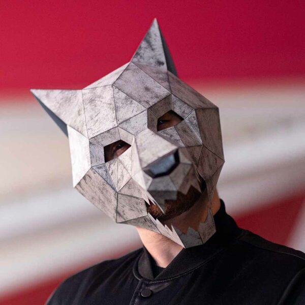 Máscara de Lobo 3D de Papel