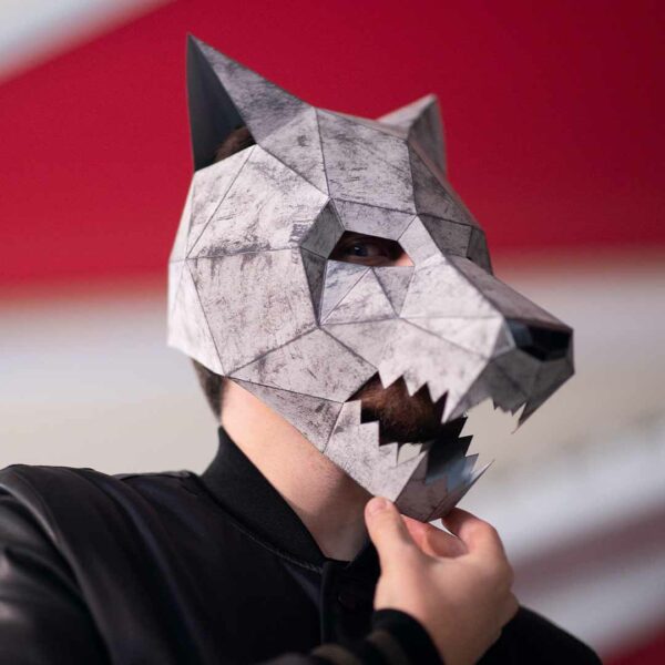 Wolf papercraft mask DIY made from PDF template with cardstock