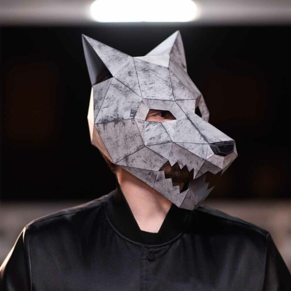 Wolf papercraft mask DIY made from PDF template with cardstock